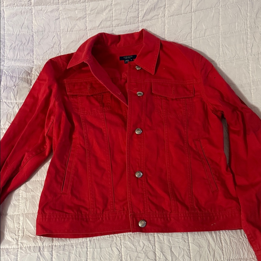 Chaps red jean jacket new - Picture 2 of 3